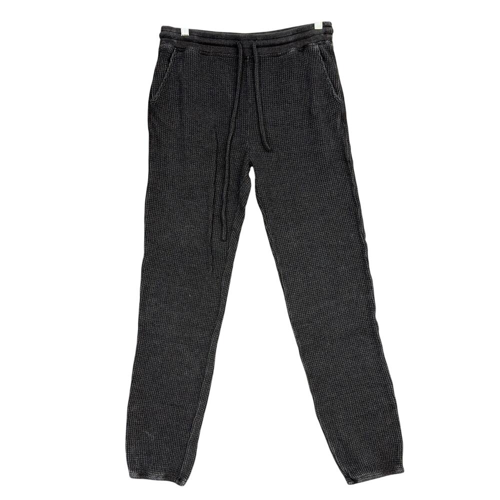 Beyond Yoga Womens Joggers Black Gray Waffle Knit Pull On USA Made Stretch Small
